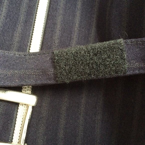 Vintage Joseph Ribkoff Womens Striped Jacket Sz 10 Navy Blue Belted Zip Closure - Picture 8 of 10